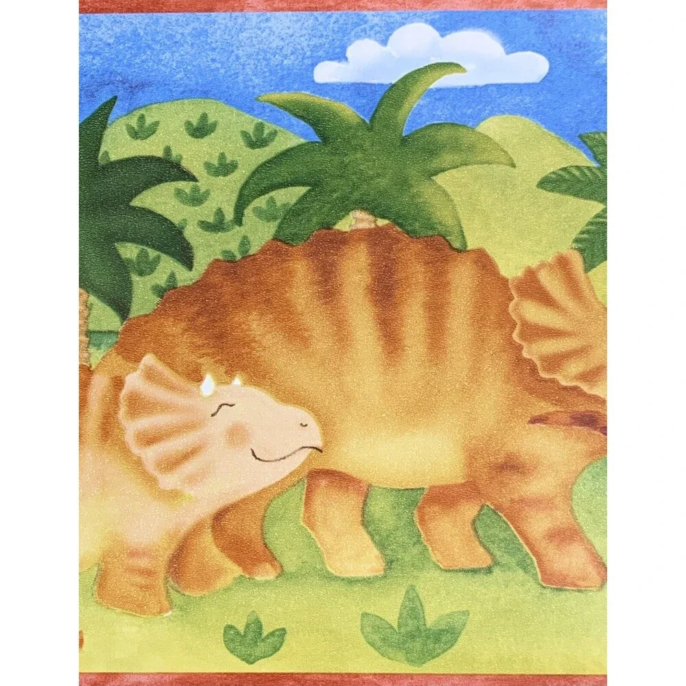 DINOSAUR WALLPAPER BORDER CHILDREN'S ROOM PREPASTED BRIGHT COLORS